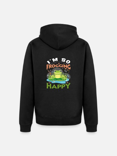 I´m so Frogging Happy - Unisex Premium Bio Zip Hoodie - Schwarz