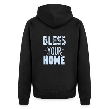 Bless your Home - Unisex Premium Organic Zip Hoodie - black - Back - Nico (187cm)