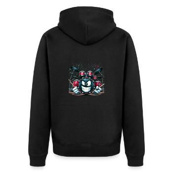 Drum Some Fun! 🥁 Whimsical Drum Set Character - Unisex Premium Organic Zip Hoodie - black - Back - Nico (187cm)