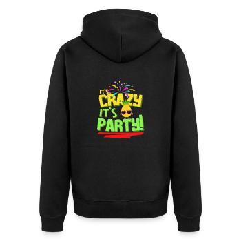 Wrapper - Es ist verrückt, es ist Party-Ananas - Unisex Premium Bio Zip Hoodie - Schwarz - Hinten - Nico (187cm)