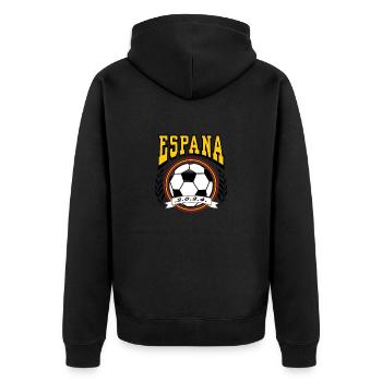 EM 2024 Shirts Spanien Fußball Football Soccer - Unisex Premium Bio Zip Hoodie - Schwarz - Hinten - Nico (187cm)