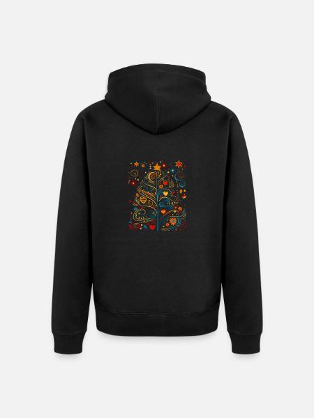 Saisonale Pracht! Lebendiger Pop-Art-Weihnachtsbaum - Unisex Premium Bio Zip Hoodie - Schwarz