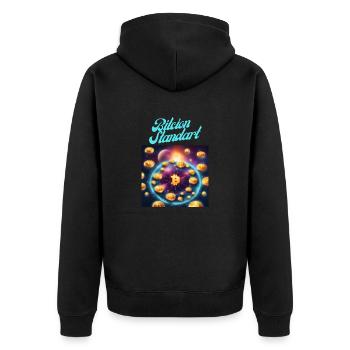 Bitcoin Standard - Unisex Premium Bio Zip Hoodie - Schwarz - Hinten - Nico (187cm)