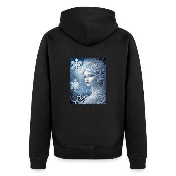 Kalte Schönheit - Unisex Premium Bio Zip Hoodie - Schwarz - Hinten - Nico (187cm)
