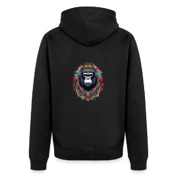 Gorilla - Unisex Premium Organic Zip Hoodie - black - Back - Nico (187cm)