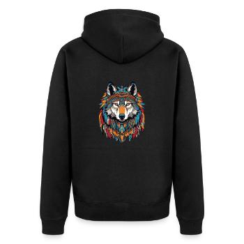 Wolf - Unisex Premium Bio Zip Hoodie - Schwarz - Hinten - Nico (187cm)