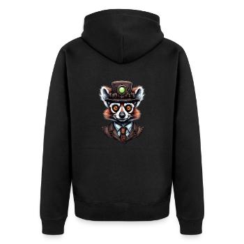 Lemur - Unisex Premium Organic Zip Hoodie - black - Back - Nico (187cm)