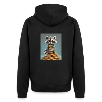 Ich habe 99 Kekse bekommen, weil ein ... Habe einen gegessen - süßer Waschbär - Unisex Premium Bio Zip Hoodie - Schwarz - Hinten - Nico (187cm)