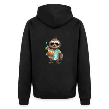 Don't Hurry Be Happy süßes kleines Faultier Hawaiianisch - Unisex Premium Bio Zip Hoodie - Schwarz - Hinten - Nico (187cm)