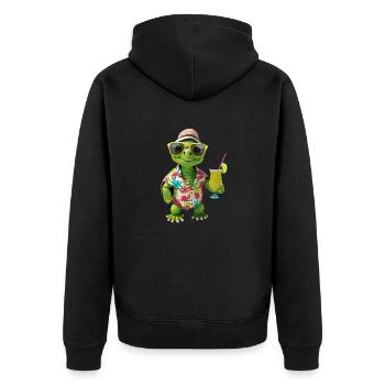 Ne vous dépêchez pas, soyez heureux, mignonne petite tortue tortue - Veste à capuche bio Premium Unisexe - noir - Dos - Nico (187cm)