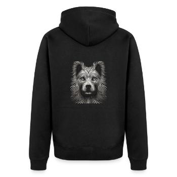 Chef-d’œuvre dynamique de toile de chien Op Art - Veste à capuche bio Premium Unisexe - noir - Dos - Nico (187cm)