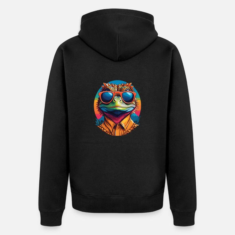 Lézard à collerette - Veste à capuche bio Premium Unisexe - noir