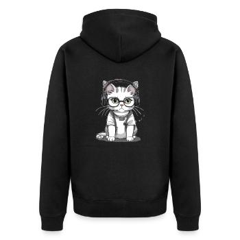 Chat à lunettes - Veste à capuche bio Premium Unisexe - noir - Dos - Nico (187cm)