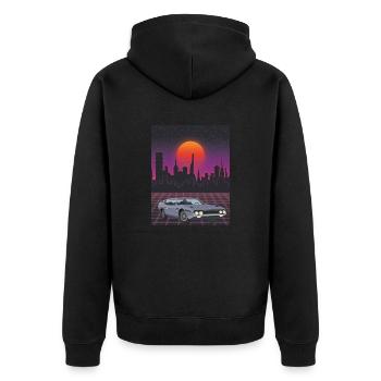 Auto - Unisex Premium Bio Zip Hoodie - Schwarz - Hinten - Nico (187cm)