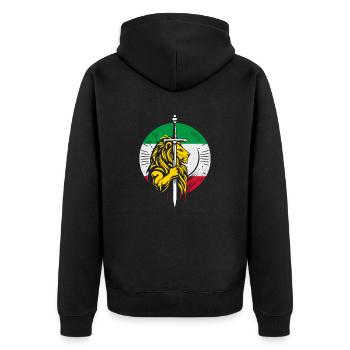 Shir o Khorshid - Persian Design (Iran) - Unisex Premium Organic Zip Hoodie - black - Back - Nico (187cm)