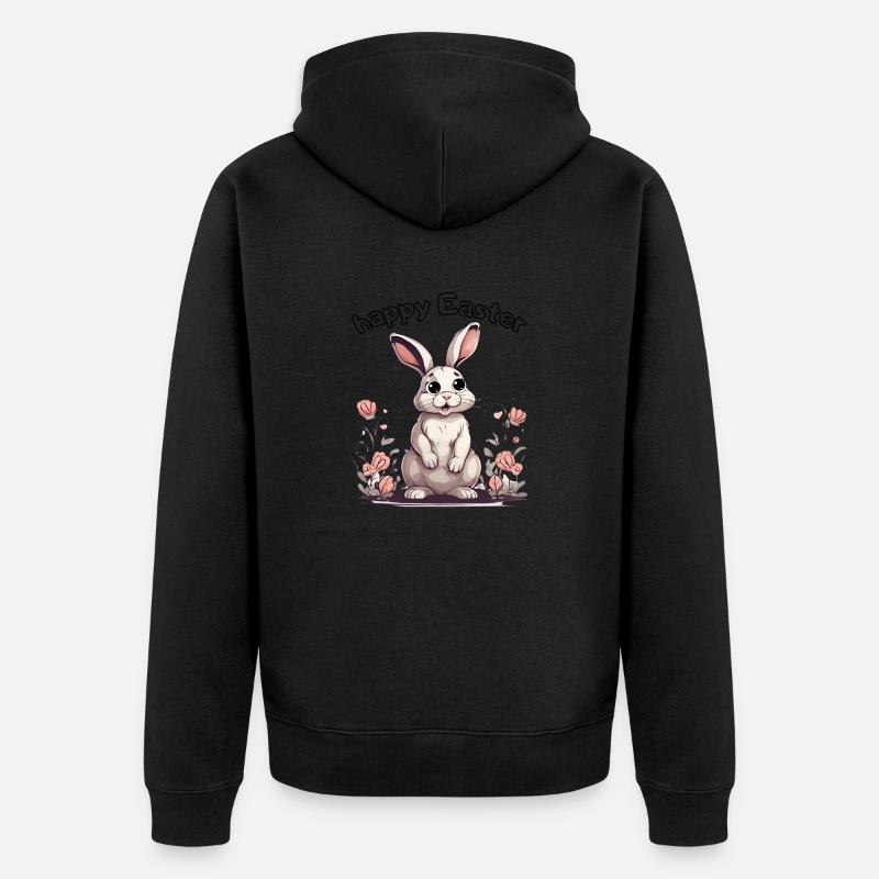 happy Easter rabbit - Unisex Premium Bio Zip Hoodie - Schwarz