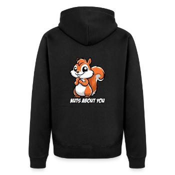 Nuts About You - Unisex Premium Organic Zip Hoodie - black - Back - Nico (187cm)