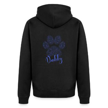Pfotenabdruck - Dog Daddy - Unisex Premium Bio Zip Hoodie - Schwarz - Hinten - Nico (187cm)