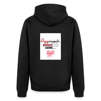 APProach Love. APP roach. - Unisex Premium Organic Zip Hoodie - black - Back - Nico (187cm)