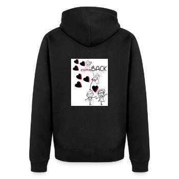 Come back to me. Comeback to me. - Unisex Premium Organic Zip Hoodie - black - Back - Nico (187cm)