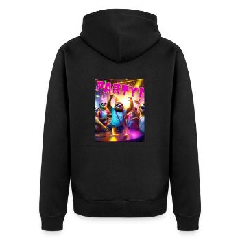 Party - Unisex Premium Bio Zip Hoodie - Schwarz - Hinten - Nico (187cm)