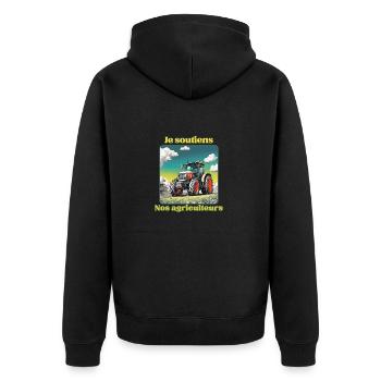 Je soutiens nos agriculteurs - Veste à capuche bio Premium Unisexe - noir - Dos - Nico (187cm)
