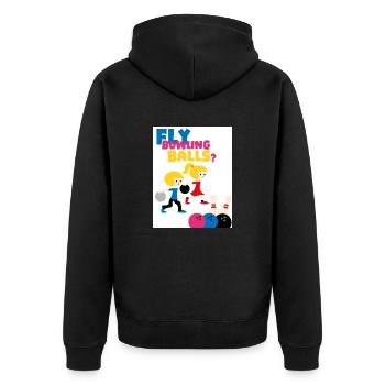 Fliege dich in Bälle. Spielen Sie Bowling. - Unisex Premium Bio Zip Hoodie - Schwarz - Hinten - Nico (187cm)