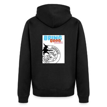Apportez de bonnes nouvelles. Voyage entre filles. - Veste à capuche bio Premium Unisexe - noir - Dos - Nico (187cm)