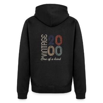 24. Geburtstag 2000 - Vintage Retro Geschenkidee - Unisex Premium Bio Zip Hoodie - Schwarz - Hinten - Nico (187cm)