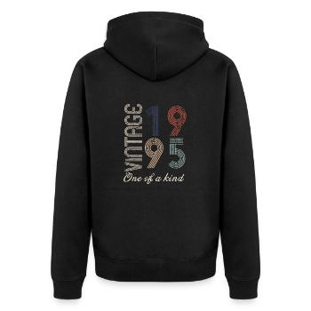 29. Geburtstag 1995 - Vintage Retro Geschenkidee - Unisex Premium Bio Zip Hoodie - Schwarz - Hinten - Nico (187cm)