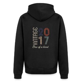 7e anniversaire 2017 - idée cadeau rétro Vintage - Veste à capuche bio Premium Unisexe - noir - Dos - Nico (187cm)