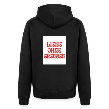 Love Without Borders - Unisex Premium Organic Zip Hoodie - black - Back - Nico (187cm)