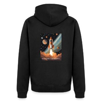 Die Erde ist kaputt, auf zum Mars! - Unisex Premium Bio Zip Hoodie - Schwarz - Hinten - Nico (187cm)