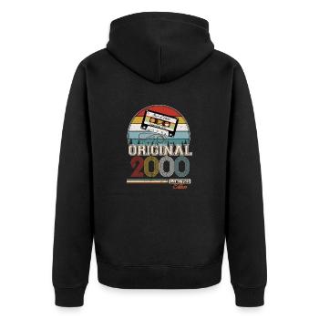 Elegantes Retro-Geschenk: 2000 Vintage - Unisex Premium Bio Zip Hoodie - Schwarz - Hinten - Nico (187cm)
