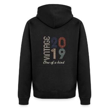5th Anniversary 2019 - Vintage Retro Gift Idea - Unisex Premium Organic Zip Hoodie - black - Back - Nico (187cm)