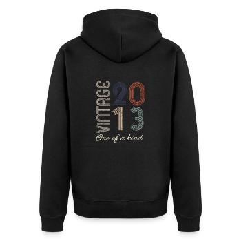 11th Anniversary 2013 - Vintage Retro Gift Idea - Unisex Premium Organic Zip Hoodie - black - Back - Nico (187cm)