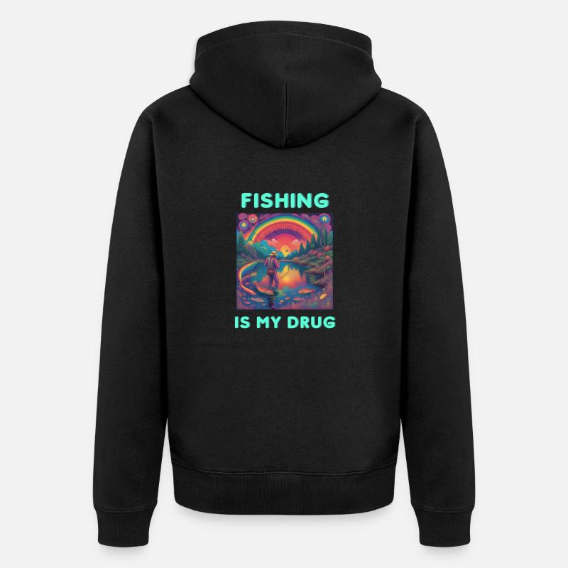 La pêche est ma drogue - Veste à capuche bio Premium Unisexe - noir