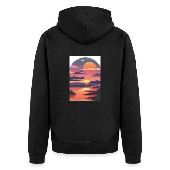 Sommerurlaub am Meer - Unisex Premium Bio Zip Hoodie - Schwarz - Hinten - Nico (187cm)
