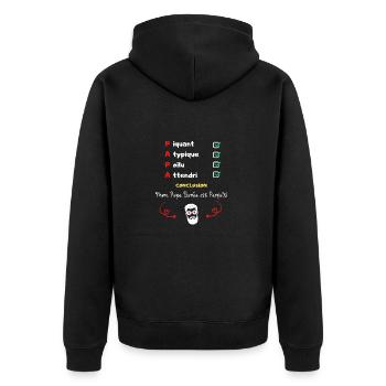 Papa barbu parfait message humour pour les papas - Veste à capuche bio Premium Unisexe - noir - Dos - Nico (187cm)