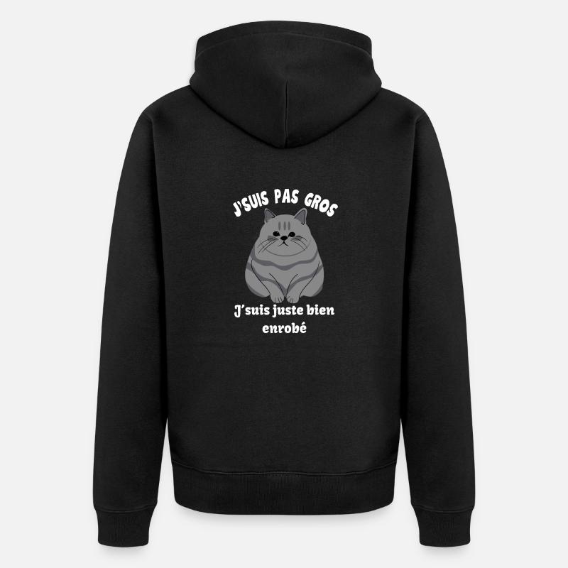 chat gros blanc - Veste à capuche bio Premium Unisexe - noir