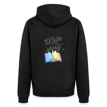 Write your own story - Veste à capuche bio Premium Unisexe - noir - Dos - Nico (187cm)