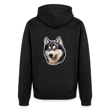 Tête de husky de Sibérie - Veste à capuche bio Premium Unisexe - noir - Dos - Nico (187cm)