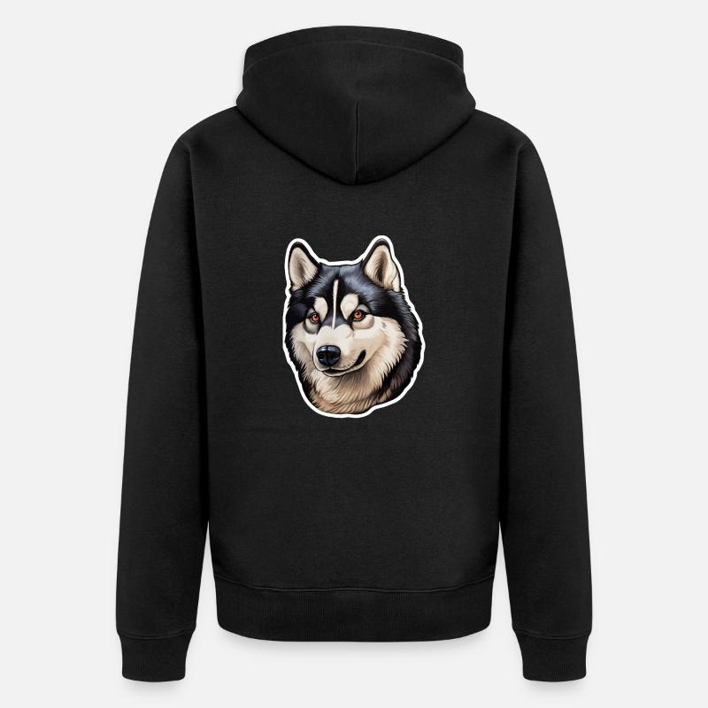 Tête de husky de Sibérie - Veste à capuche bio Premium Unisexe - noir