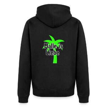 Malle ist Liebe Palme - Unisex Premium Bio Zip Hoodie - Schwarz - Hinten - Nico (187cm)
