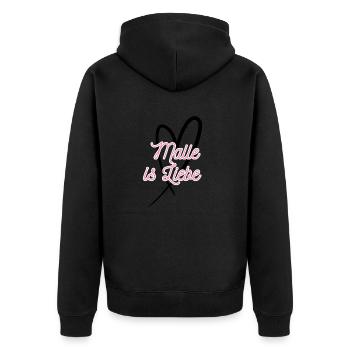 Malle ist Liebe - Unisex Premium Bio Zip Hoodie - Schwarz - Hinten - Nico (187cm)