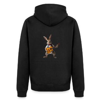 Rabbit Gitarre - Unisex Premium Bio Zip Hoodie - Schwarz - Hinten - Nico (187cm)