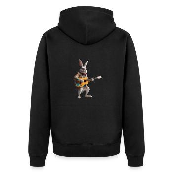 Rabbit Gitarre - Unisex Premium Bio Zip Hoodie - Schwarz - Hinten - Nico (187cm)