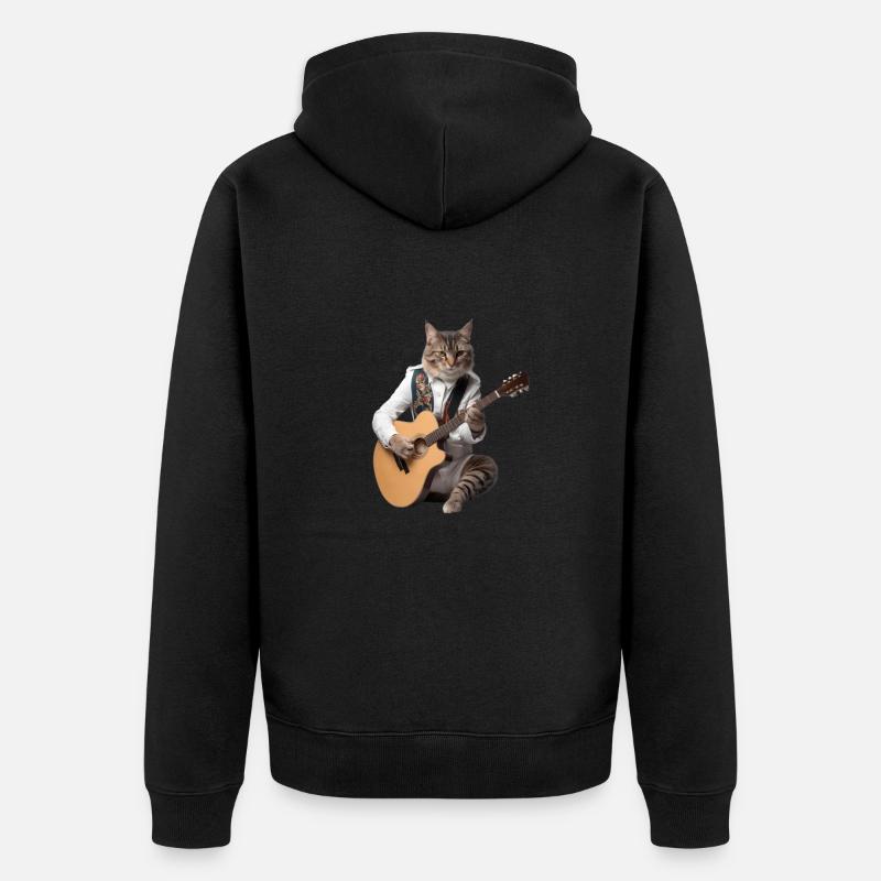 Chat guitare - Veste à capuche bio Premium Unisexe - noir