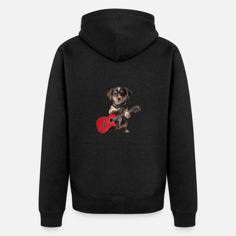 chien chiot guitare - Veste à capuche bio Premium Unisexe - noir