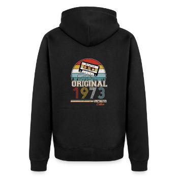 Elegant Retro Gift: 1973 Vintage - Unisex Premium Organic Zip Hoodie - black - Back - Nico (187cm)